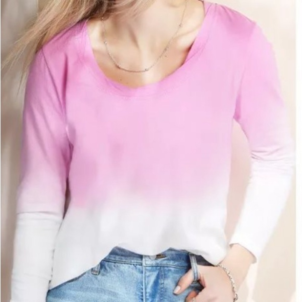 NWT- Candace Cameron Bure (QVC) The Ocean Dipped Long-Sleeve Tee Plum Berry (M)